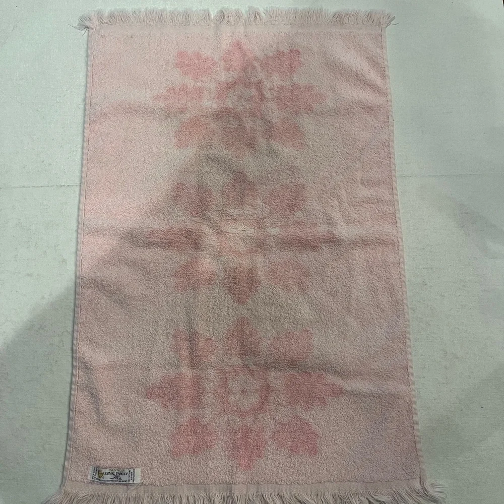 Vintage Canon Pink on pink Textured towel with Fringe. GUC!